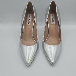 Steve Madden Evelyn Silver Stiletto Heeled Pointed Toe Slip On Dress Pumps Sz 9